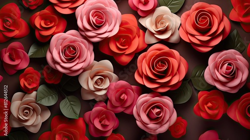 Valentine s day background with red and pink rose flowers