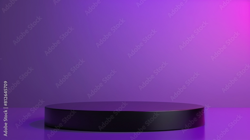 Black Round Pedestal on Purple Background Black Round Pedestal on Purple Background