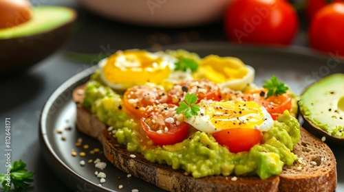 Classic Lunch: Irresistible Avocado Toast Delightfully Packed with Guacamole and Fresh Veggies! 