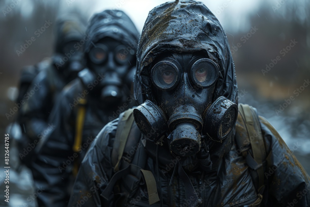 The image shows a pair of soldiers in tactical attire, navigating through challenging wet terrain on a mission The image shows a pair of soldiers in tactical attire, navigating through challenging wet terrain on a mission