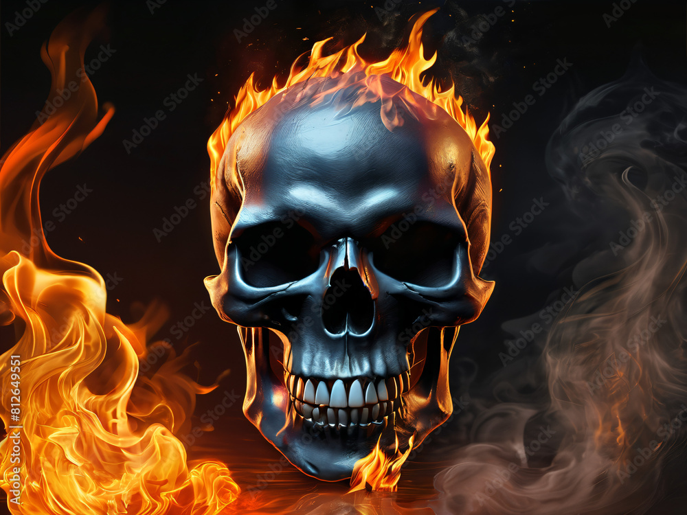 Skull and fire from the abyss of anger