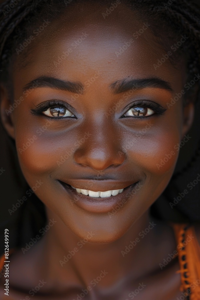 Close up of a woman with a smile, suitable for various projects Close up of a woman with a smile, suitable for various projects