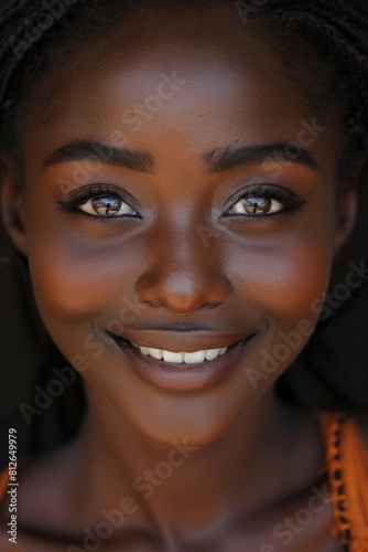 Close up of a woman with a smile, suitable for various projects