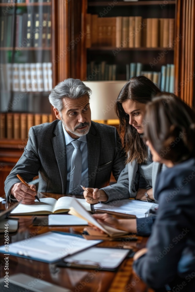 A group of people discussing around a table. Suitable for business and teamwork concepts A group of people discussing around a table. Suitable for business and teamwork concepts