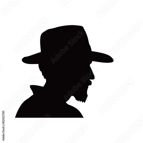 Man with hat silhouette isolated