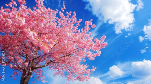 Cherry blossom tree against a blue sky