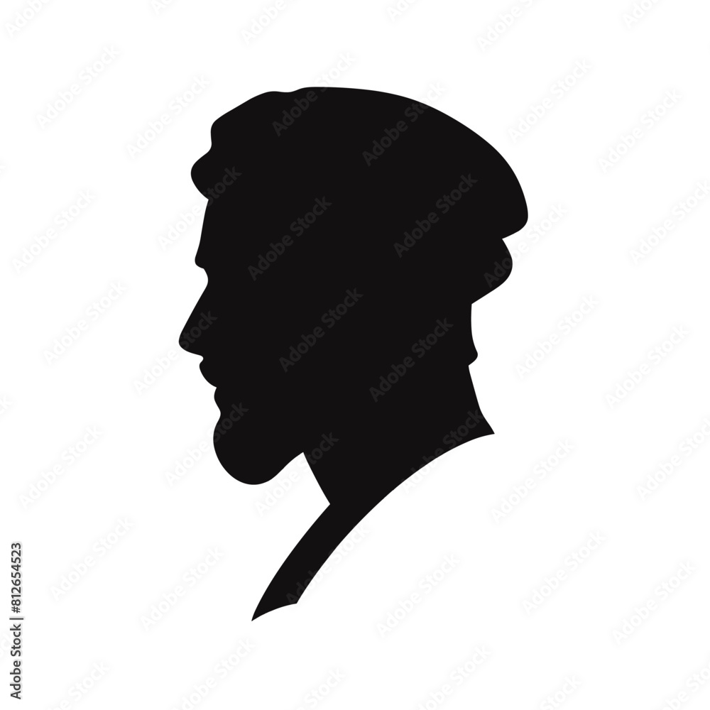 Arab people head front view silhouette