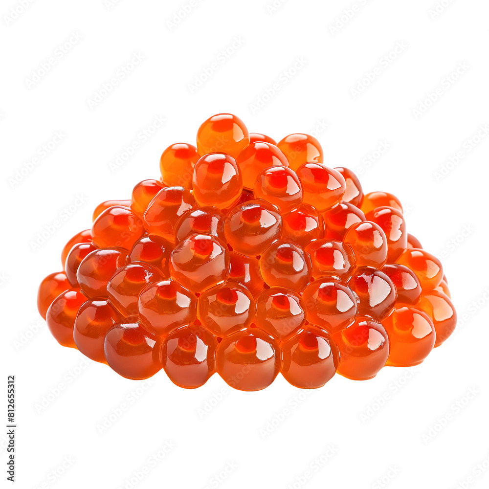 salmon roe or red caviar isolated on transparent background Generative Ai. salmon roe or red caviar isolated on transparent background Generative Ai.