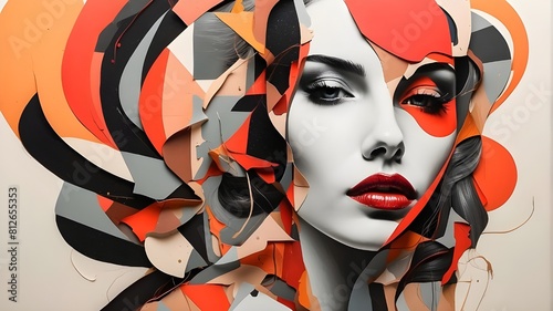 abstract collage of a woman. AI produced