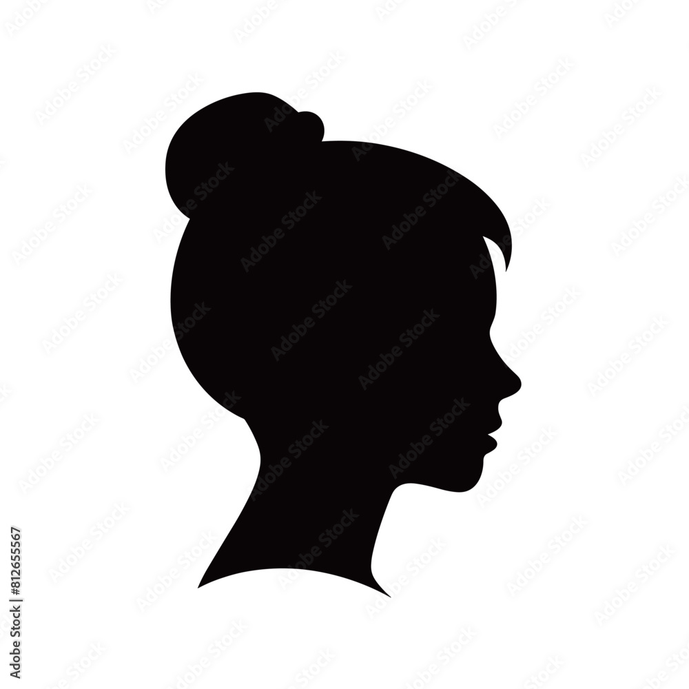 Female avatar icon black vector silhouettes isolated on white background