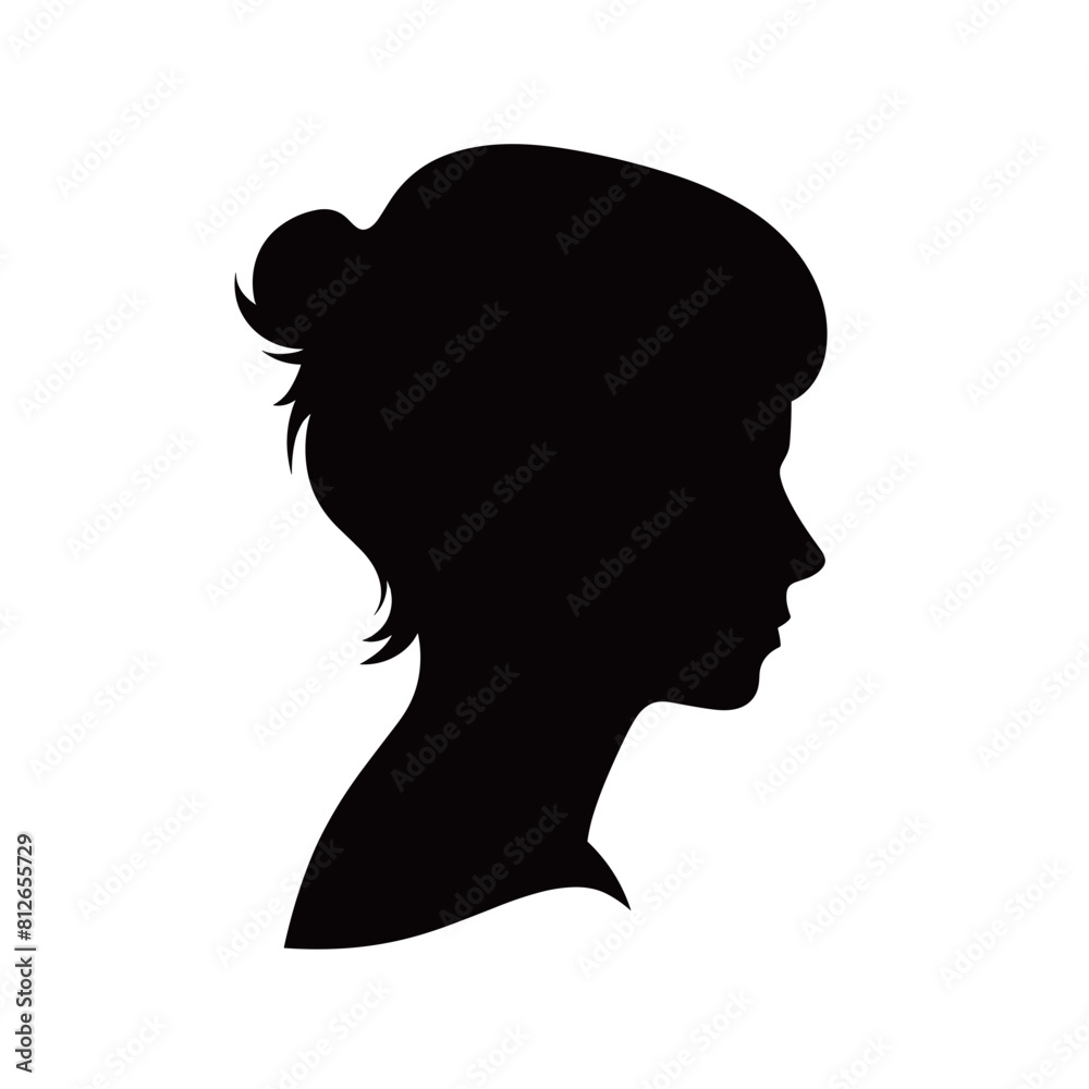 Female avatar icon black vector silhouettes isolated on white background Female avatar icon black vector silhouettes isolated on white background