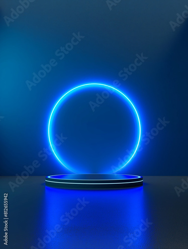 blue podium for product presentation