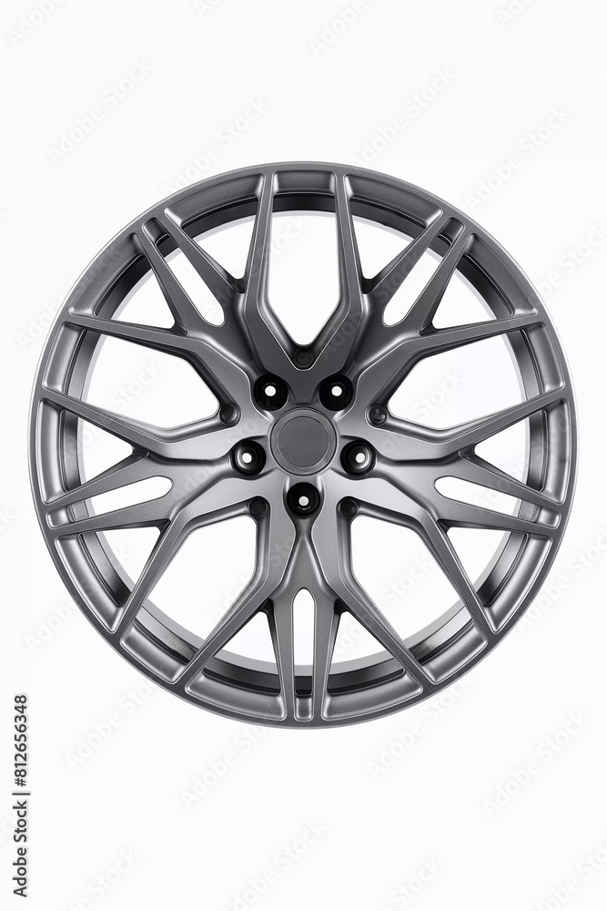 Obraz premium Front view of a car wheel on a white background