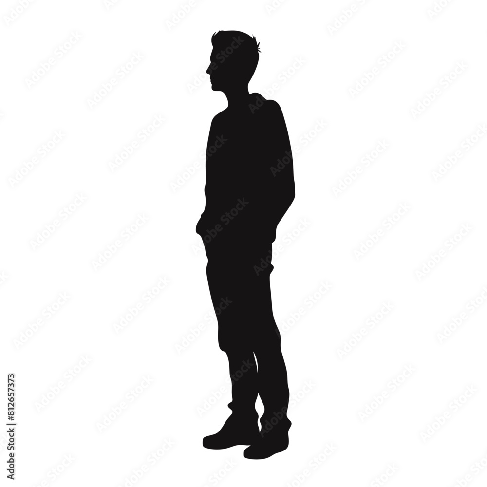 Male person black vector silhouettes isolated