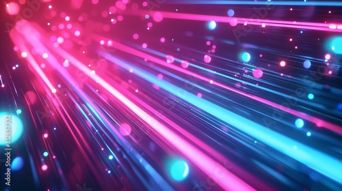 A colorful, abstract image of a light show with pink, blue, and purple streaks