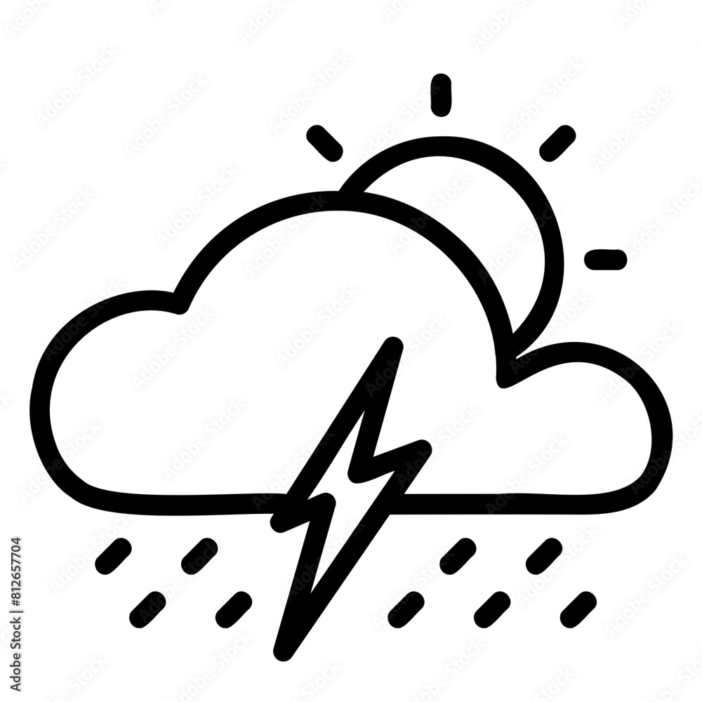 Day with Lightning Weather Icon Outline Day with Lightning Weather Icon Outline