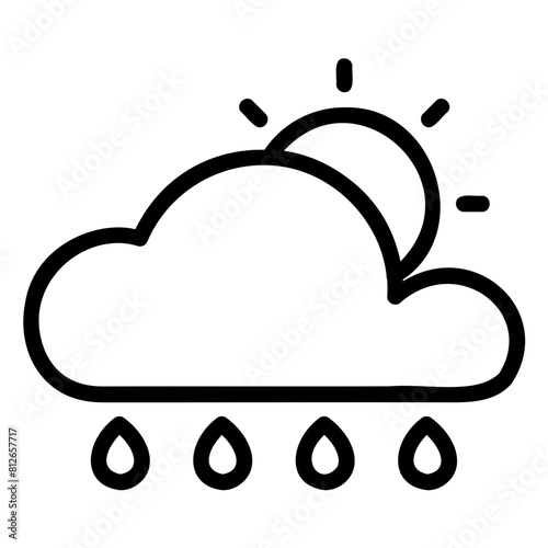 Cloudy with Rain Weather Icon Outline
