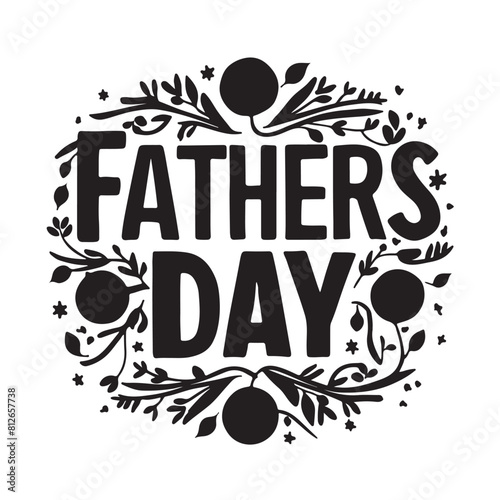 Happy Father's Day. Lettering with floral ornament sign symbols photo