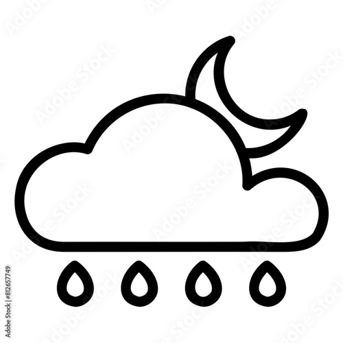 Night with Rain Weather Icon Outline