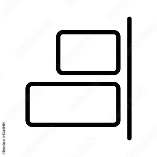 Horizontal right alignment icon from user interface collection Thin linear Horizontal right alignment icon, Line, Solid, Flat Line, Suitable for Web Page, Mobile App, UI, UX design