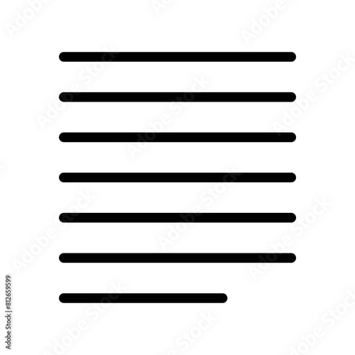 Left justify Text alignment icon from user interface collection Thin linear Text justify alignment icon, Line, Solid, Flat Line, Suitable for Web Page, Mobile App, UI, UX design