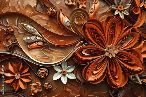 Detailed view of a wall made of paper flowers, perfect for background or decoration © Ева Поликарпова