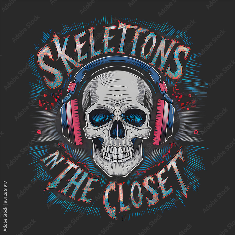 Vintage typography t-shirt graphics with skull, vector illustration.