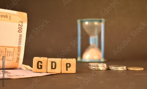 A close up picture of letters GDP representing gross domestic product.