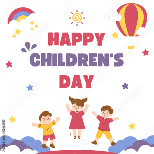 Children s Day is a commemorative date celebrated annually in honor of children  whose date of observance varies by country. Vector illustration