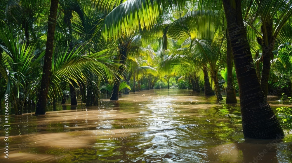 Coconut plantation located in a flood prone region Coconut plantation located in a flood prone region
