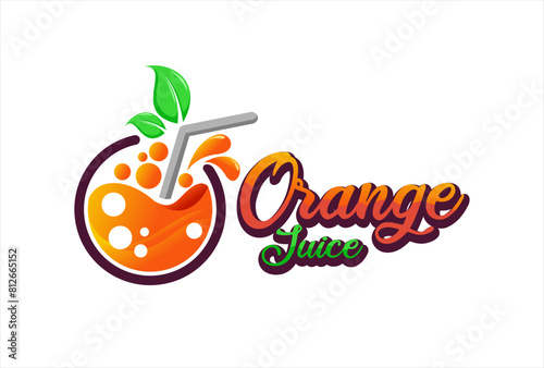 orange lemon juice fresh drink. Business logo template design