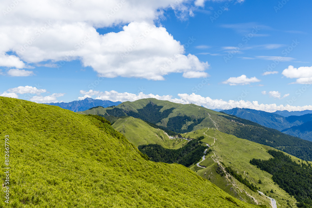 Taiwan 11 July 2023: Beautiful hiking trail in Hehuanshan of Taroko National Park at Taiwan Taiwan 11 July 2023: Beautiful hiking trail in Hehuanshan of Taroko National Park at Taiwan