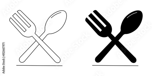 Spoon and Fork Icons of restaurant collection In Trendy Design Vector ilustration