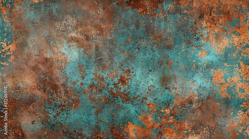 Seamless rusted copper metal patina texture background.