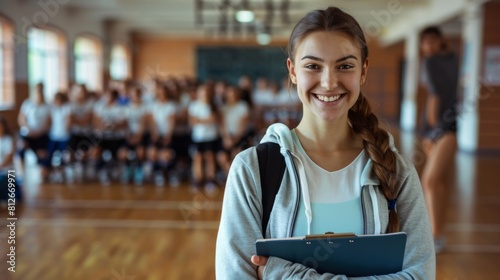 A Smiling Student Holding Clipboard photo
