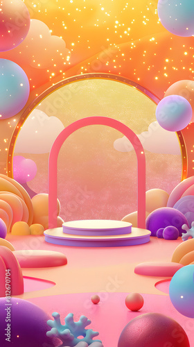 Mega sale special offer, Stage podium percent, Stage Podium Scene with for Award, Decor element background. Vector illustration. Generative Ai.
