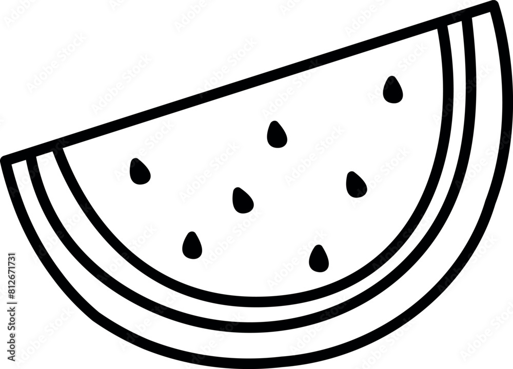 A minimalist outline of a watermelon slice A minimalist outline of a watermelon slice