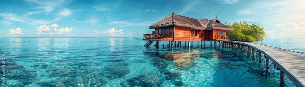 Overwater Bungalow in the Maldives Tranquil Ocean View Serene Vacation Destination