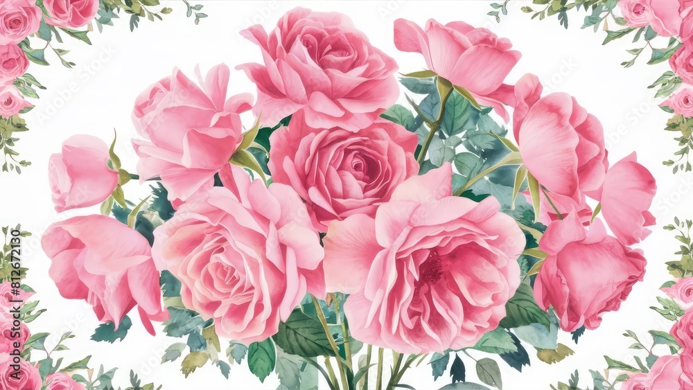 watercolor pink rose flower bouquet watercolor pink rose flower bouquet