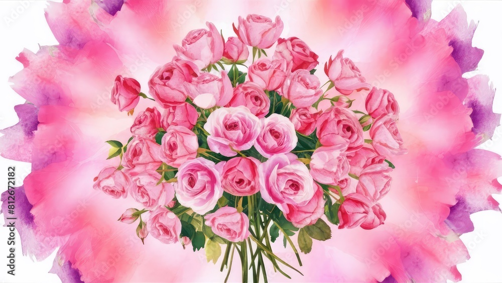 watercolor pink rose flower bouquet watercolor pink rose flower bouquet