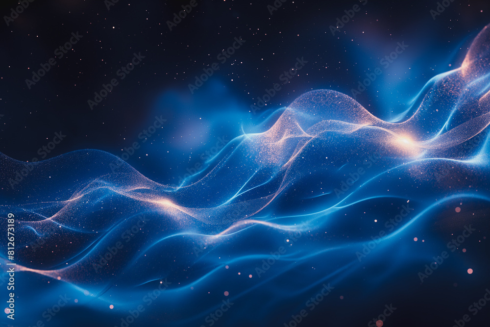 Fototapeta premium A blue wave with a lot of sparkles in it
