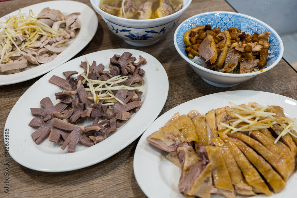 Taiwanese cuisine soy sauce marinated goose and meat in the restaurant Taiwanese cuisine soy sauce marinated goose and meat in the restaurant