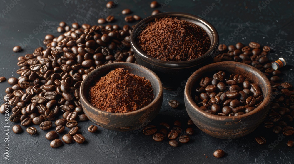 Coffee beans, on a black background, top view
a pile of large cracked black roasted coffee beans on a black slate background Coffee beans, on a black background, top view
a pile of large cracked black roasted coffee beans on a black slate background