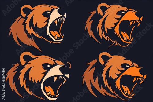 fierce bear mascot logo set esports gaming emblem variations sports team animal symbol dynamic vector designs