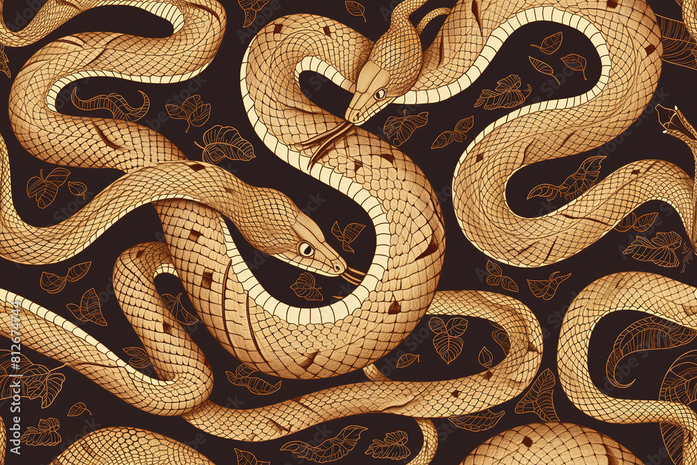 brown Snakes Background Tile | Reptilian Design | Serpent Patterns, Vibrant brown, Nature-inspibrown Texture, Wildlife Aesthetic
