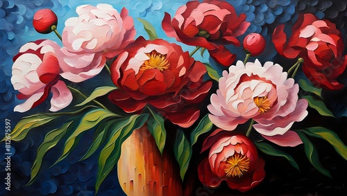 Beautiful Oil Painting Of Peonies