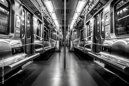 black and white subway interior urban transportation atmospheric monochrome photography