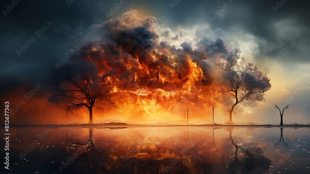 Epic Contrast: Majestic Trees Flourishing in Both Hot and Cold Climates, Symbolizing Resilience and Beauty of Nature's Diversity Epic Contrast: Majestic Trees Flourishing in Both Hot and Cold Climates, Symbolizing Resilience and Beauty of Nature's Diversity