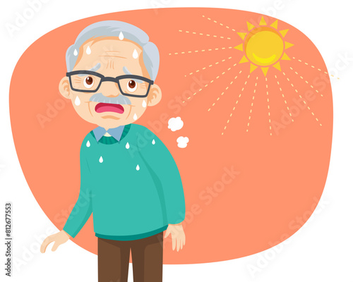 elderly thirsty from heat of the summer sun