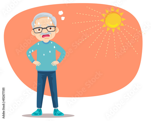 elderly thirsty from heat of the summer sun